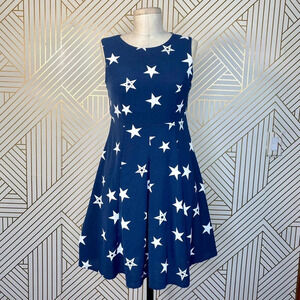 Moussy Blue Star Printed Pleated‎ Fit & Flare Dress